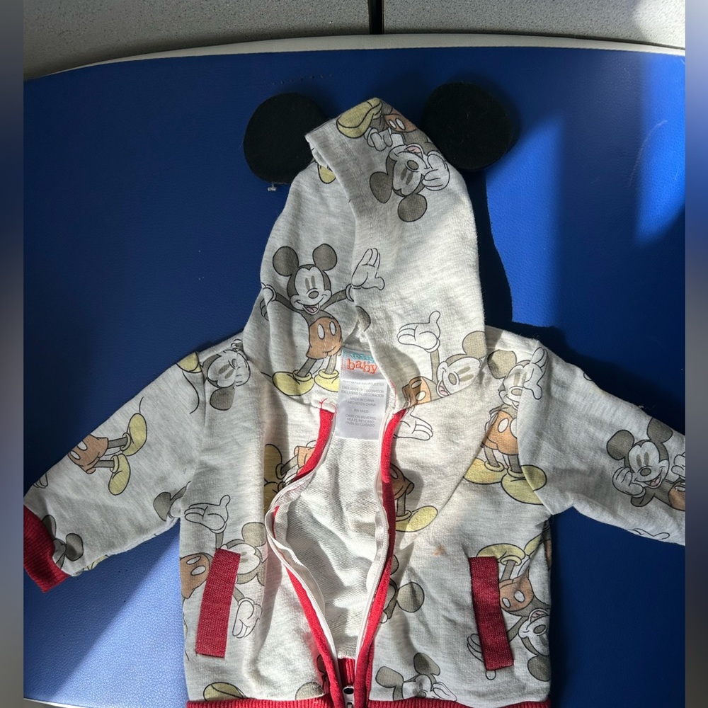 Disney Mickey Mouse Infant Hoodie - Red and Gray